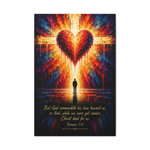 Christian Canvas Wall Art - "Christ Died for Us" (Romans 5:8)