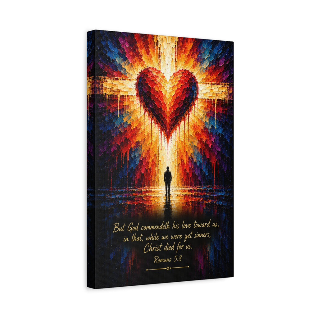 Christian Canvas Wall Art - "Christ Died for Us" (Romans 5:8)