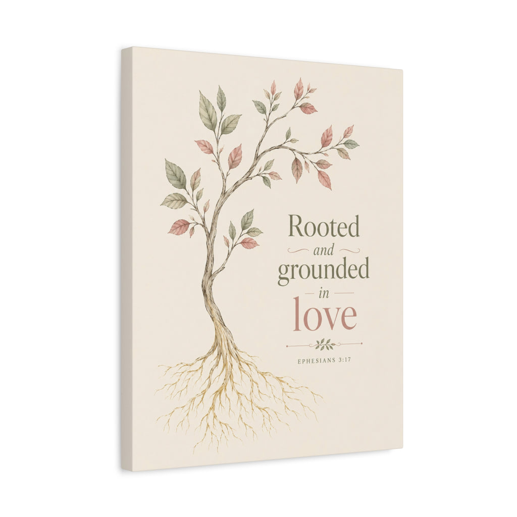 Christian Canvas Wall Art — "Rooted and Grounded in Love" (Ephesians 3:17)